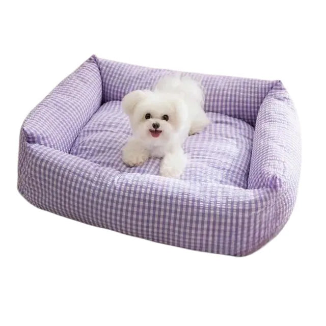 Modern Soft Dog & Cat Cooling Travel Pet Sleeping Mat - Anti-Bite, Warm Animal Pattern, Polyester/Cotton, All Seasons Use
