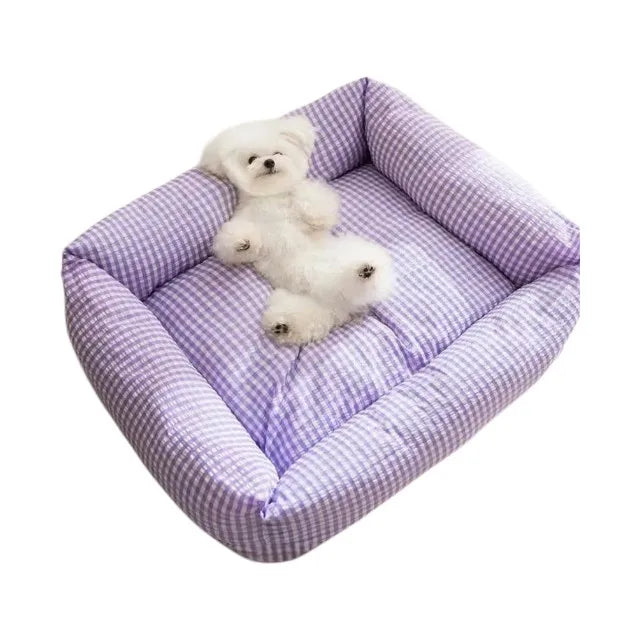 Modern Soft Dog & Cat Cooling Travel Pet Sleeping Mat - Anti-Bite, Warm Animal Pattern, Polyester/Cotton, All Seasons Use