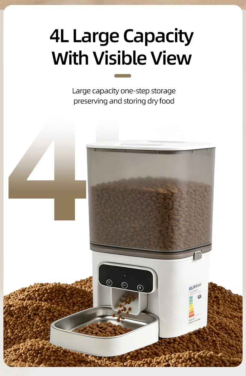 Cross-border New Automatic Feeder Cat 4L Smart Remote Control App Control Timing Quantitative Pet No Food Jam Dog