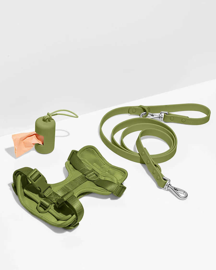 Adjustable Nylon Oxford Pet Leash Set - No-Pull Dog Harness Vest with Reflective Ribbons - Yellow-Green