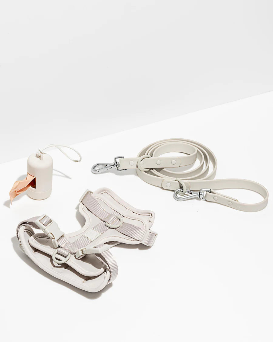 Adjustable Nylon Oxford Pet Leash Set - No-Pull Dog Harness Vest with Reflective Ribbons - Grey